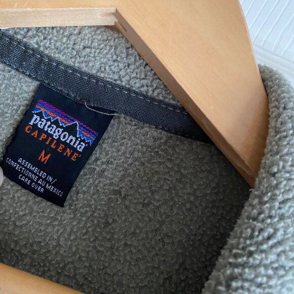 size M Patagonia Capilene olive green fleece 1/4 zip pullover - Picture 5 of 6